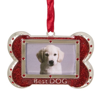 Northlight 3" Red and Silver-Plated Best Dog Bone Christmas Ornament with European Crystals