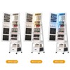 White 360° Swivel Jewelry Cabinet with LED Lighting, Integrated Makeup Mirror, Adjustable Full-Length Mirror - Bedroom Storage Solution - 4 of 4