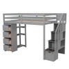 NicBex Twin Size Bunk Bed Loft Bed Pine Bed Frame with 4 Drawers, 3 Shelves, Storage Stairs and Guardrail, No Box Spring Required - 3 of 4