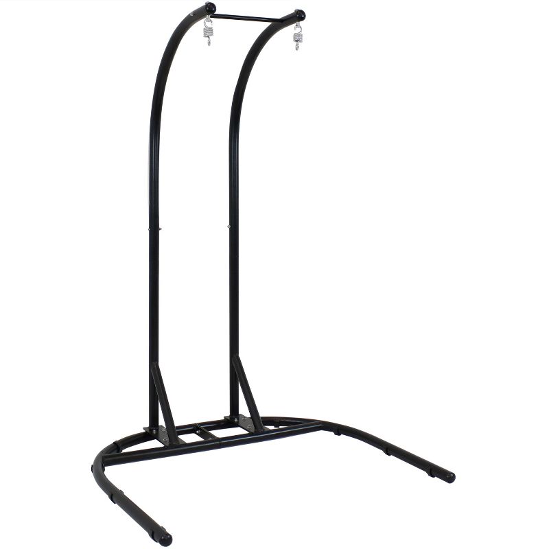 Sunnydaze Indoor/Outdoor Deluxe Powder-Coated Steel U-Shaped Hanging Egg Chair Loveseat Stand - 76" - Black, 1 of 8