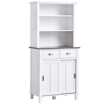 Homcom Storage Cabinet Kitchen Sideboard With Louvered Doors ...