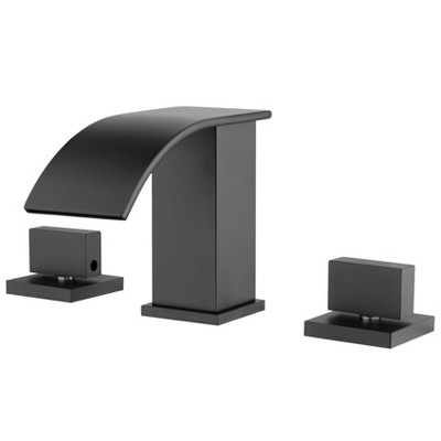 Sleek Black and Gold Bathroom Faucet