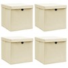 vidaXL 10 Piece Set of Cream-Colored Storage Boxes with Lids - Convenient Pull-Out Design with Metal Eyelets - 2 of 4