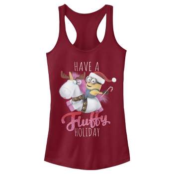 Juniors Womens Despicable Me Christmas Minions Have A Fluffy Day Unicorn Racerback Tank Top