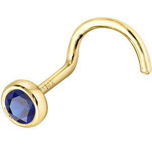 Jewelry Avalanche 22G 14K Gold Bezel-set Blue Sapphire Nose Screw Nose Stud - 1 of 3