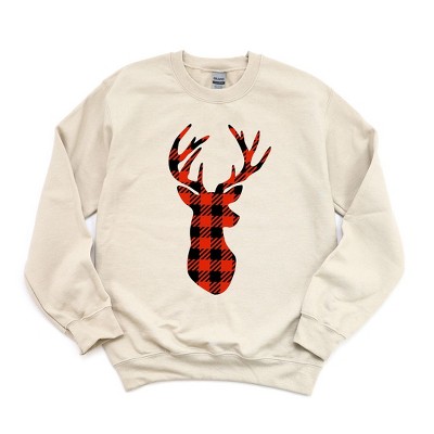 Simply Sage Market Women's Graphic Sweatshirt Buffalo Plaid Reindeer