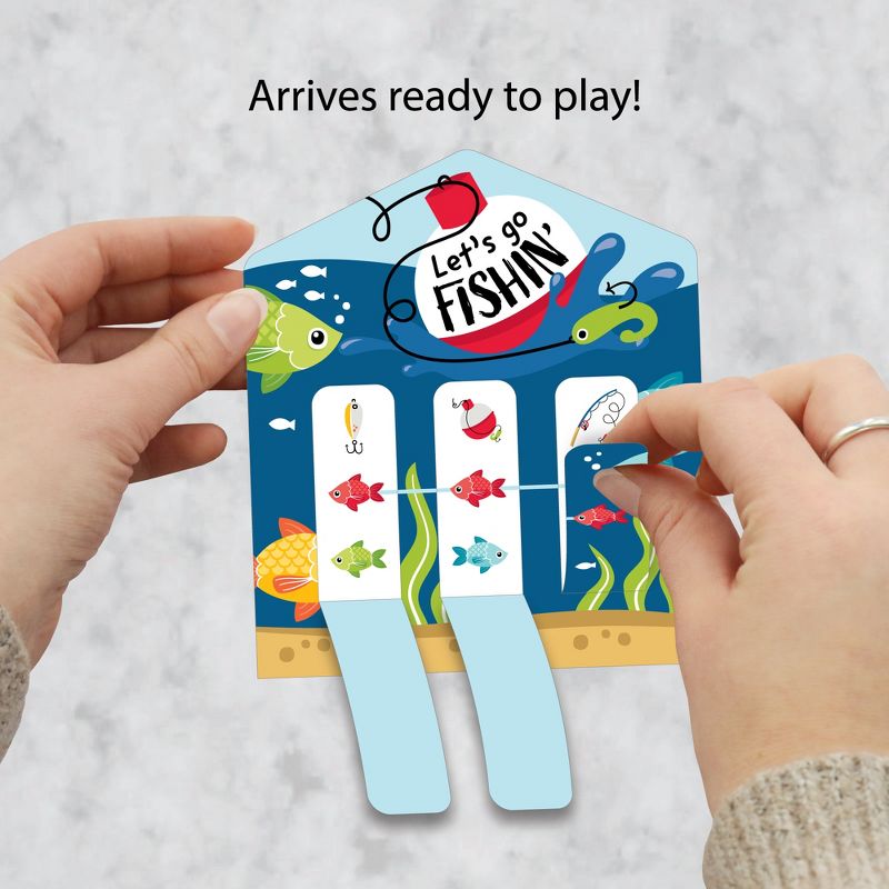 Big Dot of Happiness Let's Go Fishing - Fish Themed Birthday Party or Baby Shower Game Pickle Cards - Pull Tabs 3-in-a-Row - Set of 12, 2 of 7