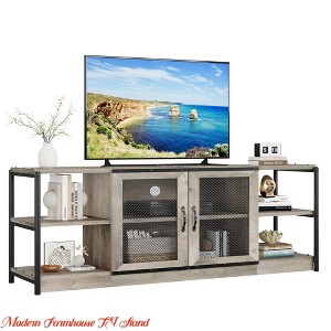 Living Room Farmhouse TV Stand for 65/75 in/80 Inch TV, Entertainment Center w/ Storage Cabinet, Industrial TV Console Cabinet w/ Mesh Doors, 63 in - 1 of 4