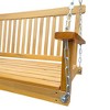 Front Porch Wood Bench Swing With Armrests And Hanging Chains, Easy To Assemble, 47.20"x28.15"x23.62" - 2 of 4