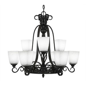 Toltec Lighting Elegante 9 - Light Chandelier in  Dark Granite with 4.5" Square White Muslin Shade - 1 of 1