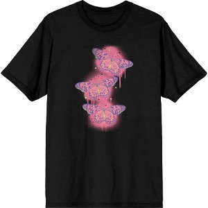 Spray Paint Butterfly Adult Crew Neck Short Sleeve Tee - 1 of 2