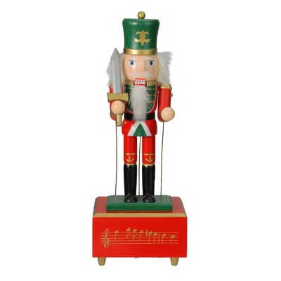 Northlight 12" Red and Green Musical and Animated Guard Christmas Nutcracker