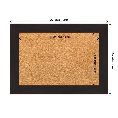 Espresso Brown Framed Natural Cork Bulletin Board, 18x12
