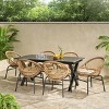GDFStudio Benway Outdoor Wicker and Aluminum 7 Piece Dining Set with Cushion, Light Brown/Black - 2 of 4