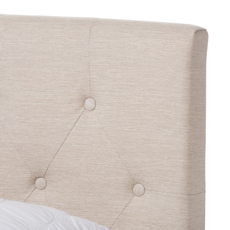 Queen Cassandra Modern and Contemporary Fabric Upholstered Bed Light Beige - Baxton Studio, 5 of 10