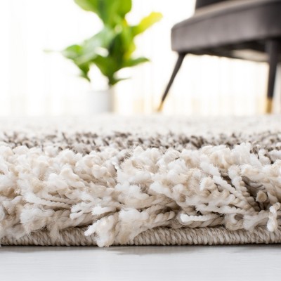 Ivory and Gray 7' x 7' Square Shag Area Rug