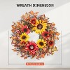 24 Inch Fall Wreath for Front Door, Harvest Wreath with Sunflower, Berries, Leaves - 3 of 4