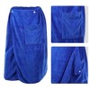 Unique Bargains Men's Bath Wrap Towel for Shower Spa Adjustable Robes with Hair Dry Cap Blue Brown 2 Pcs - 3 of 4