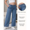 INSPIRE CHIC Women's Maternity Jeans Elastic Waist Wide Leg Long Loose Pregnancy Denim Pants with Pockets - 2 of 4