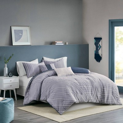 Bryce Full/Queen 5pc Cotton Rich Chambray Comforter Set Indigo