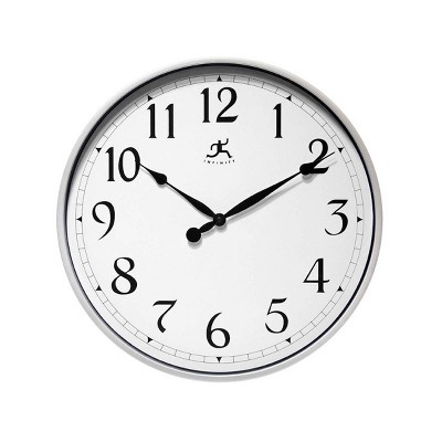 18" Silent Movement Wall Clock Silver - Infinity Instruments