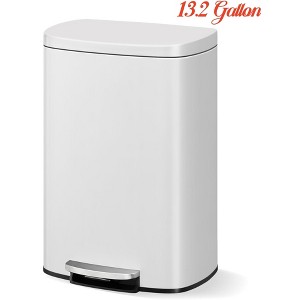 13 gal / 50 L Stainless Steel Kitchen Trash Can w/ Lid, Large Rustproof Garbage Can for Kitchen, Step-on Metal Trash Bin w/ Inner Bucket, Rear Handle - 1 of 4