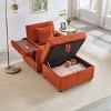 Corduroy Sofa with Storage Ottoman and USB Port, Storage Sofa with Adjustable Armrest and Cup Holder,Modern Living Room Accent Sofa-Koiai - 2 of 4