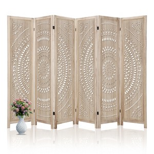 Room Divider Panel Wooden Room Divider Wall,5.6FT Tall Room Divider with Shelves,Folding Privacy Screens 67 In for Room Separation Home Office Bedroom - 1 of 4