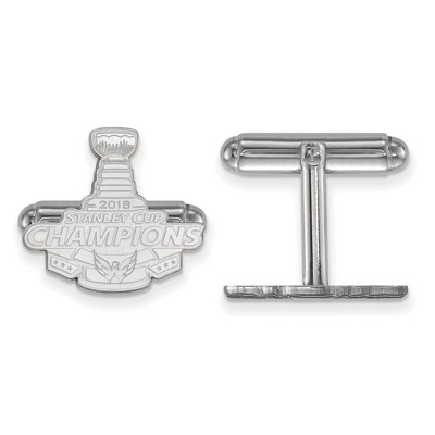 Black Bow Jewelry Sterling Silver Washington Capitals NHL Cuff Link