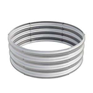 Gulches 110 Gal Large Silver Indoor Galvanized Metal Anti-Rust Round Raised Garden Bed with Tools Outdoor Use (32 in L x 32 in W x 11 in H) 2-Pack - 1 of 4