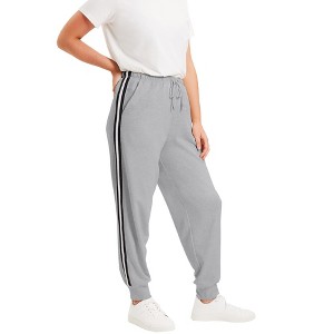 June + Vie by Roaman's Women's Plus Size French Terry Jogger - 1 of 4