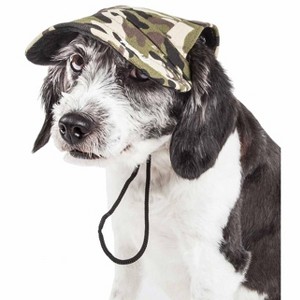 Pet Life Torrential Downfour Camouflage Adjustable Fashion Dog Hat Cap, LG, Green - 1 of 3