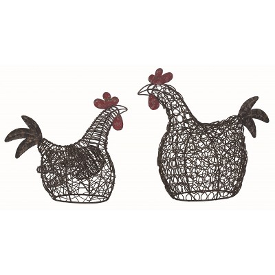 Transpac Metal 11.5 in. Brown Spring Roosters Figurine Home Decorations Set of 2