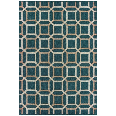 Oriental Weavers Latitude 806B3 Teal/ Grey Indoor/Outdoor Area Rug - 9'10" x 12'10"