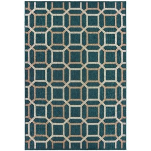 Oriental Weavers Latitude 806B3 Teal/ Grey Indoor/Outdoor Area Rug - 7'10" x 10' - 1 of 4