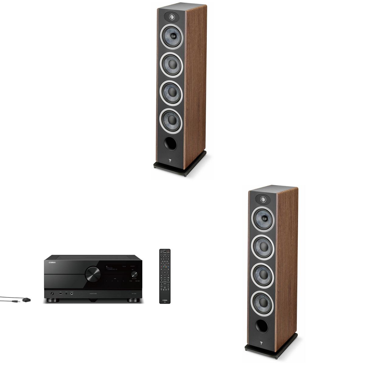 Focal Vestia No3 Dark Wood 3-Way Floorstanding Speakers (2x) Bundle with RX-A8ABL Receiver