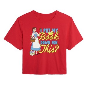 Women's - Disney Princess - Belle Put My Book Down Cropped Graphic T-Shirt - 1 of 3