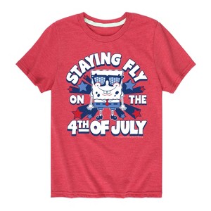 Boys' - SpongeBob SquarePants - Fly on the 4th of July Short Sleeve Graphic T-Shirt - 1 of 4