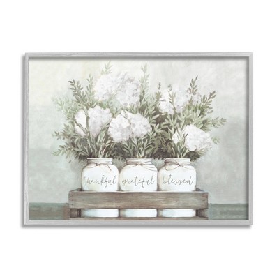 Stupell Industries Pristine Hydrangea Bouquets Thankful Grateful Blessed Sentiment
