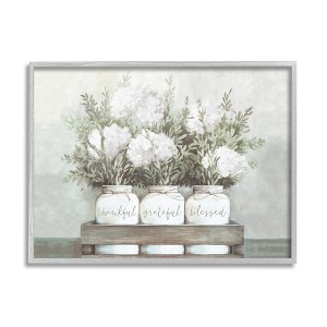Stupell Industries Pristine Hydrangea Bouquets Thankful Grateful Blessed Sentiment - 1 of 4