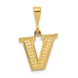 Black Bow Jewelry 14k Yellow Gold, Ashley Collection, Textured Initial V Pendant - 1 of 4