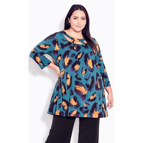 AVENUE | Women's Plus Size Pia Layered Top - navy - 26W/28W