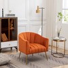 SEYNAR Modern Velvet Accent Chair,Round Upholstered Barrel Chair for Living Room - 2 of 4