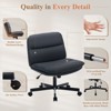 Armless Criss Cross Chair, Cross Legged Chair,  Wide Office Desk Chair with Wheels, Black Leather - 4 of 4