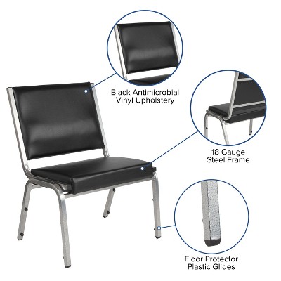 Black Vinyl Armless Stacking Metal Reception Chair