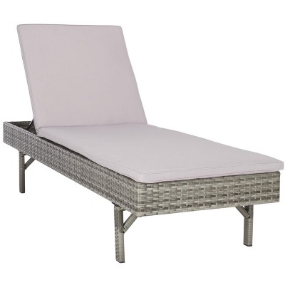 Cam Gray Wicker Outdoor Chaise Lounger with Cushions
