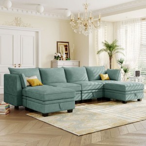 Expansive U-Shaped Modular Sectional Sofa, Versatile Sofa Bed with Flip-Chaise for Living Room, Features Storage Compartment - 1 of 4