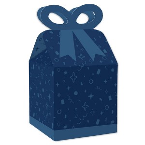 Big Dot of Happiness Navy Confetti Stars - Square Favor Gift Boxes - Simple Party Bow Boxes - Set of 12 - 1 of 4