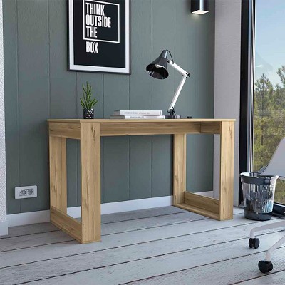 Vynxaria Writing Desk with Ample Workstation and Sturdy Legs, Light Oak