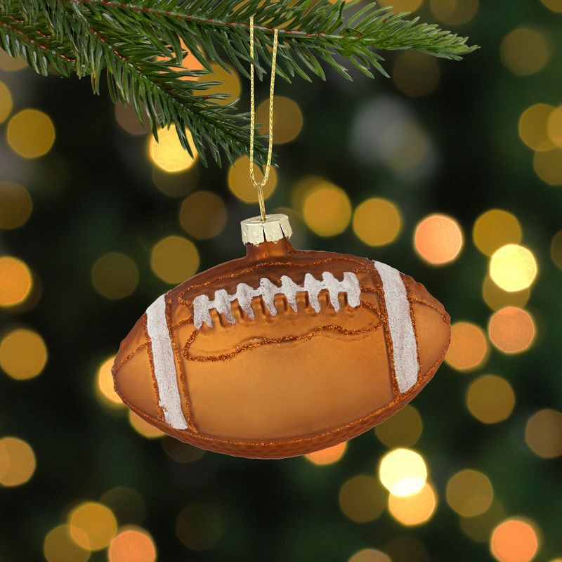 Northlight 3.5" Brown Football Glittered Glass Christmas Ornament, 2 of 6